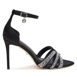 Sandały Marciano Guess. Czarne sandały Marciano Guess, z aplikacjami, bez obcasa, na szpilce, bez zapięcia. Za 989.99 zł.