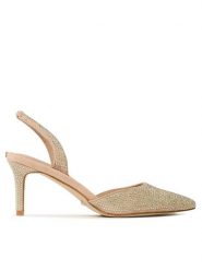 Guess Sandały Mylea FL6MYL ESU05 Beżowy. Brązowe sandały Guess, z aplikacjami, z materiału, bez obcasa, na szpilce, bez zapięcia. Za 529.99 zł.