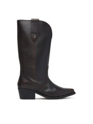 Tommy Hilfiger Kozaki Leather Mid Calf Western Boot FW0FW09798 Brązowy ciemny. Brązowe kozaki Tommy Hilfiger, bez wzorów, ze skóry, bez obcasa, na słupku, bez zapięcia. Za 1,299.00 zł.