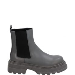SZARE SZTYBLETY 4265601 GREY. Szare botki Venezia, bez wzorów, ze skóry, bez obcasa, bez zapięcia. Za 259.00 zł.