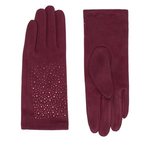 Rękawiczki Nine West. Czerwone rękawiczki Nine West, bez wzorów, z dzianiny. Za 39.99 zł.