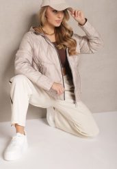 Beżowa Pikowana Kurtka Dwustronna z Kapturem Eravinea. Brązowe kurtki Renee, m, bez wzorów, z jeansu, eleganckie, z kapturem. Za 169.99 zł.