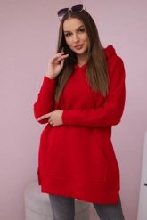 Bluza ocieplana z rozcięciami na bokach czerwona. Czerwone bluzy KESI, l, bez wzorów, z bawełny, bez ramiączek, z kapturem. Za 263.47 zł.
