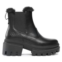 Botki Timberland. Czarne botki Timberland, bez wzorów, bez obcasa, na słupku, bez zapięcia. Za 619.99 zł.