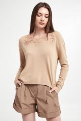 Sweter damski z koronką ERMANNO FIRENZE. Swetry Ermanno Firenze, bez wzorów, z koronki, bez ramiączek. W wyprzedaży za 1,111.53 zł.