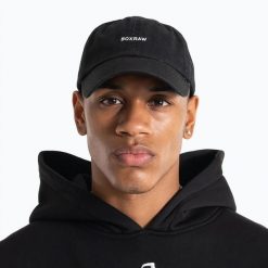 Czapka z daszkiem BOXRAW Dad. Czarne czapki z daszkiem BOXRAW, bez wzorów, z bawełny, eleganckie. Za 98.99 zł.