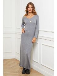 So Cachemire Sukienka dzianinowa "Abalone" w kolorze szarym rozmiar: M. Szare sukienki So Cachemire, na co dzień, m, bez wzorów, z dzianiny, bez kołnierzyka, bez ramiączek, maxi, proste. Za 165.99 zł.