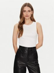 Guess Top W5GP06 KCS10 Biały Regular Fit. Białe topy Guess, xs, z aplikacjami, z bawełny, bez kołnierzyka, bez ramiączek. Za 169.99 zł.