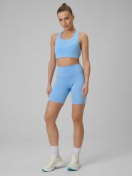4F Legginsy kolarki treningowe damskie - niebieskie XS. Niebieskie legginsy sportowe 4f, xs, bez wzorów, z podwyższonym stanem. Za 99.99 zł.