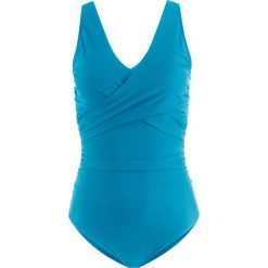 Kostium kąpielowy wyszczuplający bonprix niebieskozielony morski. Bielizna modelująca marki bonprix. Za 89.99 zł.