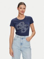 Guess T-Shirt W4YI37 J1314 Niebieski Regular Fit. Niebieskie t-shirty Guess, xs, z aplikacjami, z bawełny, bez kołnierzyka, bez ramiączek. Za 229.99 zł.