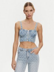 Gaudi Top 511BD46001 Niebieski Slim Fit. Niebieskie topy Gaudi, l, bez wzorów, z bawełny, bez kołnierzyka, bez ramiączek. Za 329.99 zł.