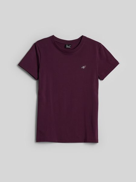 4F T-shirt regular gładki damski - fioletowy S. Fioletowe t-shirty 4f, s, bez wzorów, z bawełny, klasyczne, bez kołnierzyka, bez ramiączek. Za 49.99 zł.