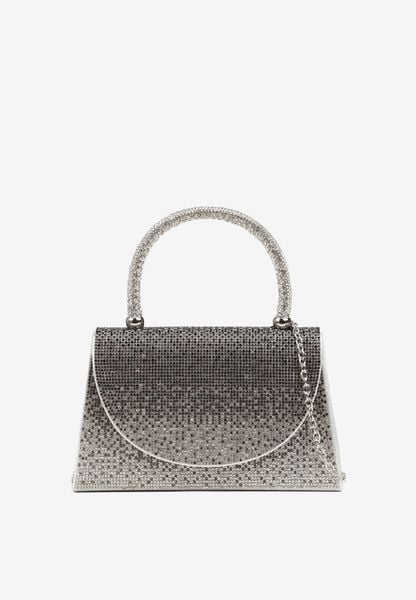 Srebrna Koktajlowa Torebka Cyrkoniowa Dimene. Szare torebki klasyczne Born2be, bez wzorów, eleganckie, na ramię, bez dodatków. Za 69.99 zł.