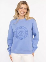 Zwillingsherz Bluza "Happy Vibes" w kolorze błękitnym rozmiar: S/M. Niebieskie bluzy Zwillingsherz, m, bez wzorów, bez ramiączek, bez kaptura. Za 206.91 zł.