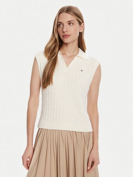 Tommy Hilfiger Sweter WW0WW45655 Écru Regular Fit. Swetry Tommy Hilfiger, m, bez wzorów, z bawełny, bez ramiączek. Za 309.99 zł.