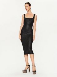 Pinko Sukienka dzianinowa Costina 102211 A1BF Czarny Slim Fit. Czarne sukienki Pinko, m, bez wzorów, z dzianiny, bez kołnierzyka, bez ramiączek. Za 619.99 zł.