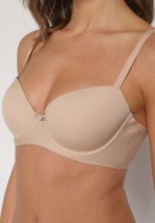 Beżowy Gładki Biustonosz o Klasycznym Fasonie Amanei. Brązowe biustonosze Renee, bez wzorów. Za 39.99 zł.