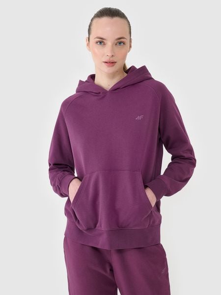 4F Bluza dresowa nierozpinana z kapturem damska - fioletowa L. Fioletowe bluzy z kapturem 4f, l, bez wzorów, z bawełny, z kapturem. W wyprzedaży za 99.99 zł.