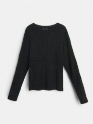 Sweter w prążki - czarny. Czarne swetry Sinsay, l, bez wzorów, bez ramiączek. Za 49.99 zł.