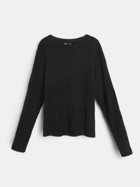 Sweter w prążki - czarny. Czarne swetry Sinsay, l, bez wzorów, bez ramiączek. Za 49.99 zł.