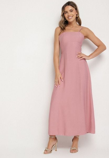 Różowa Rozkloszowana Sukienka z Wiskozą Meravela. Czerwone sukienki Born2be, na co dzień, l, bez wzorów, z wiskozy, eleganckie, bez kołnierzyka, bez ramiączek, rozkloszowane. Za 89.99 zł.