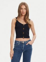 Guess Top W5YR10 Z0130 Granatowy Regular Fit. Niebieskie topy Guess, xs, z aplikacjami, z syntetyku, bez kołnierzyka, bez ramiączek. Za 349.99 zł.