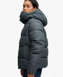 Superdry Premium Pikowana Kurtka z Kapturem w Kratę – Olive/Navy Check. Zielone kurtki Superdry, bez wzorów, z lyocellu, klasyczne, z kapturem. Za 655.35 zł.