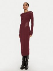 Patrizia Pepe Sukienka dzianinowa 8A1348 K195 M511 Bordowy Slim Fit. Czerwone sukienki Patrizia Pepe, m, bez wzorów, z dzianiny, wizytowe, bez kołnierzyka, bez ramiączek. Za 1,399.00 zł.