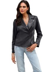 Heine Kurtka w kolorze czarnym ze skóry syntetycznej rozmiar: 46. Czarne kurtki Heine, bez wzorów, ze skóry, bez kaptura. Za 165.99 zł.