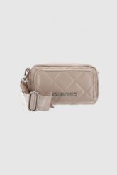 VALENTINO Beżowa pikowana torebka ocarina recycle haversack. Brązowe listonoszki Valentino by Mario Valentino, bez wzorów, małe, pikowane, bez dodatków. W wyprzedaży za 361.99 zł.