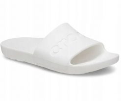 Klapki Dla Dorosłych Crocs Slide 210088. Białe klapki Crocs, bez wzorów, z materiału, bez obcasa, bez zapięcia. Za 139.99 zł.