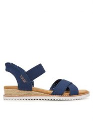 Skechers Sandały BOBS Desert Kiss - Golden Lily 114418/NVY Granatowy. Niebieskie sandały Skechers, bez wzorów, z materiału, bez obcasa, na płaskiej podeszwie, bez zapięcia. Za 289.99 zł.