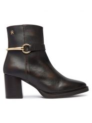 Tommy Hilfiger Botki TH Stud Heel Riding Ankle Boot FW0FW09552 Brązowy ciemny. Brązowe botki Tommy Hilfiger, bez wzorów, ze skóry, bez obcasa, na słupku, bez zapięcia. Za 849.99 zł.