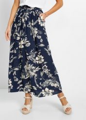 Spódnica maxi z wiskozy z wygodnym ściągaczem w talii z wiązanym paskiem. Niebieskie spódnice bonprix, bez wzorów, z wiskozy, maxi. Za 97.99 zł.