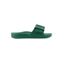 Klapki damskie Protest Maaila. Zielone klapki Protest, bez wzorów, z materiału, eleganckie, bez obcasa, bez zapięcia. Za 173.50 zł.
