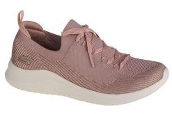 Buty do chodzenia damskie, Skechers Ultra Flex 2.0-Laser Focus. Czerwone buty treningowe Skechers, bez wzorów, z materiału, przed kostkę, bez zapięcia, trekkingowe. Za 149.99 zł.