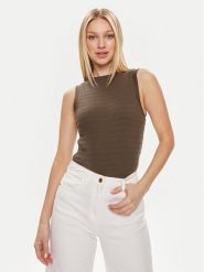 Guess Bluzka Denisa W4GP09 KC790 Brązowy Regular Fit. Brązowe bluzki Guess, xs, z aplikacjami, z bawełny, bez kołnierzyka, bez ramiączek. Za 259.99 zł.