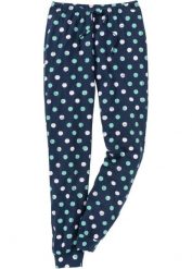 Spodnie piżamowe. Niebieskie piżamy bonprix, s, bez wzorów, z dżerseju, bez kołnierzyka, bez ramiączek, długie. Za 59.99 zł.