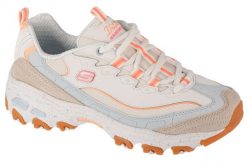 Buty sportowe Sneakersy damskie Skechers D'Lites - Bold Views. Białe buty treningowe Skechers, bez wzorów, z materiału, przed kostkę, bez zapięcia, trekkingowe. Za 419.99 zł.