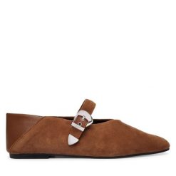 Baleriny Tommy Jeans. Brązowe baleriny Tommy Jeans, bez wzorów, z jeansu, bez obcasa, bez zapięcia. Za 449.99 zł.