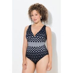 Damskie Strój kąpielowy kropki miękkie miseczki dekolt w serek z recyklingu. Czarne stroje jednoczęściowe Ulla Popken, bez wzorów, z elastanu, sportowe. Za 239.99 zł.