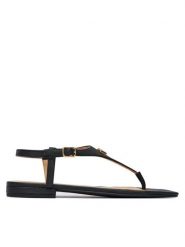 LAUREN RALPH LAUREN Sandały 802982881002 Czarny. Czarne sandały Lauren Ralph Lauren, bez wzorów, ze skóry, bez obcasa, na płaskiej podeszwie, bez zapięcia. Za 629.99 zł.