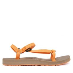 Sandały Teva. Brązowe sandały Teva, bez wzorów, bez obcasa, na płaskiej podeszwie, bez zapięcia. Za 299.99 zł.