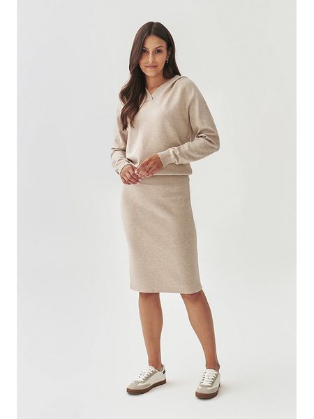 TATUUM Spódnica dzianinowa w kolorze beżowym rozmiar: L. Brązowe spódnice Tatuum, l, bez wzorów, z dzianiny, midi. Za 100.52 zł.