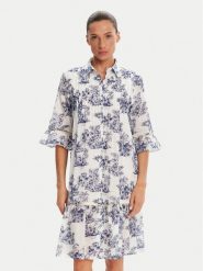 Iconique Sukienka koszulowa IC25-076 Biały Relaxed Fit. Białe sukienki Iconique, s, bez wzorów, z bawełny, bez kołnierzyka, bez ramiączek, koszulowe. Za 369.99 zł.
