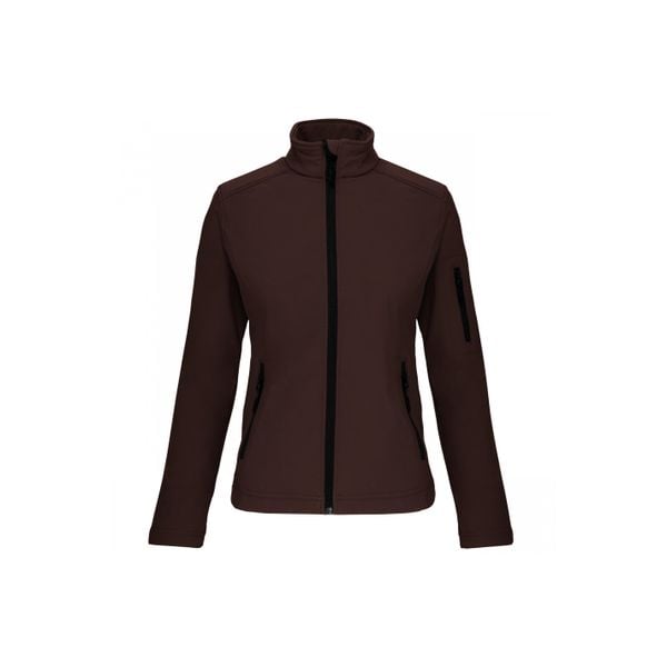 Kurtka damska Kariban Softshell. Brązowe kurtki KARIBAN, bez wzorów, z softshellu, bez kaptura. Za 202.50 zł.