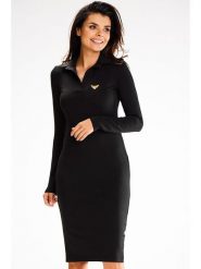 Awama Sukienka w kolorze czarnym rozmiar: L. Czarne sukienki Awama, l, bez wzorów, bez kołnierzyka, bez ramiączek, midi. Za 134.99 zł.