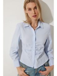 Happiness Istanbul Bluzka w kolorze błękitnym rozmiar: 34. Niebieskie bluzki Happiness Istanbul, bez wzorów, bez kołnierzyka, bez ramiączek. Za 52.99 zł.