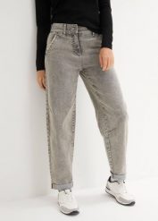 Jeansy boyfriend z efektem vintage. Szare jeansy bonprix, bez wzorów, z jeansu, vintage. Za 124.99 zł.